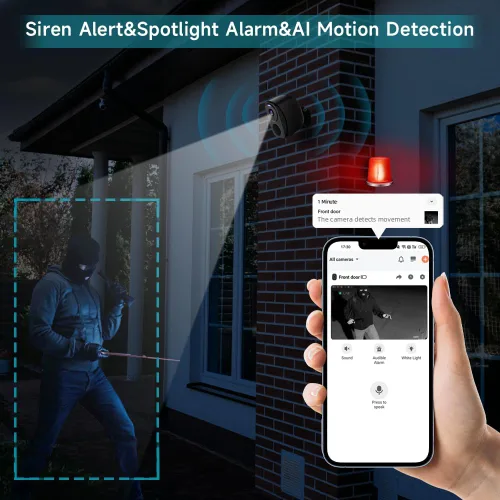 Miniatura 4 de Paquete de 4 cámaras de seguridad inalámbricas para exteriores 2.4G y 5G WIFI, cámara interior alimentada por batería 2K para seguridad del hogar
