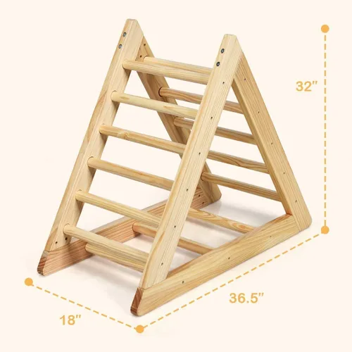 Miniatura 7 de GLACER Escalera triangular de madera para escalar, escalador triangular para niños pequeños con 3 escaleras de escalada diferentes para niños de 3