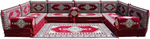 Miniatura 76 de arabicsofa Cojines de piso árabe en forma de U – Sofá tradicional Majlis con sofá otomano