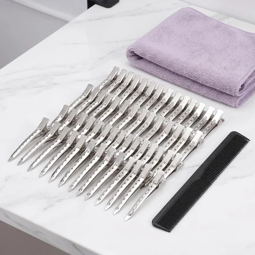 Miniatura 7 de Hedume Paquete de 200 pinzas para el pelo con agujeros, 3.5 pulgadas de metal inoxidable para rizos de cocodrilo para salón y mujeres y niñas