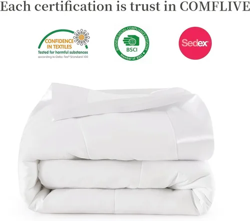 Miniatura 6 de COMFLIVE - Manta con relleno alternativo - Manta acolchada de microfibra tamaño King con borde satinado, mantas de cama para todas las estaciones