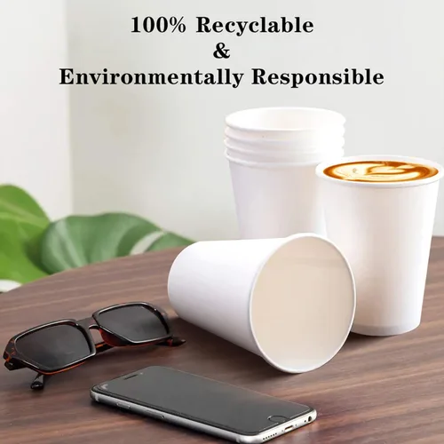 Miniatura 4 de Qunclay Tazas de café desechables de papel blanco, tazas calientes para café, chocolate, jugo, bebidas calientes o calientes adecuadas para fiestas