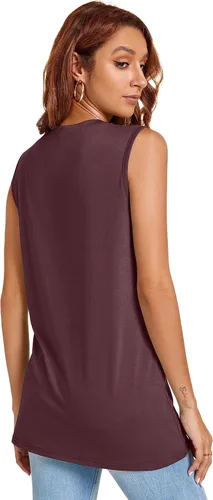 Miniatura 7 de JOELLYUS Camisetas sin mangas para mujer, estilo casual, cuello redondo, sin mangas, ajuste holgado, camisetas tipo túnica básicas