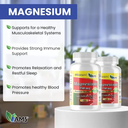 Miniatura 2 de America Medic & Science Magnesio 250 mg (250 comprimidos) Paquete de 5 botellas Suplemento de óxido de magnesio para hombres y mujeres Apoya