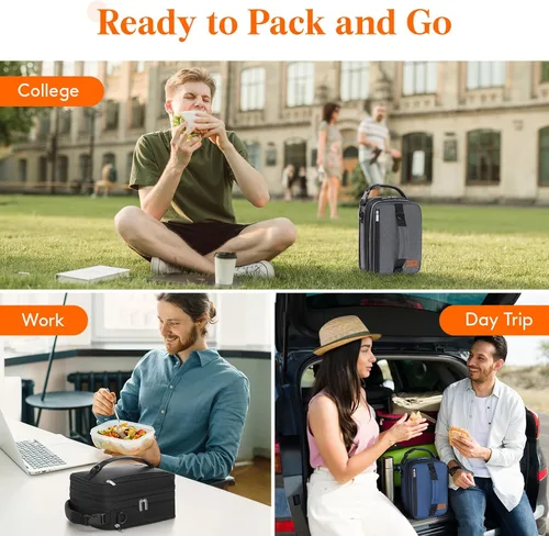 Miniatura 9 de Lifewit Lonchera expandible para hombres, bolsa de almuerzo aislada, bolsa enfriadora portátil con correas para el hombro y 2 paquetes de hielo