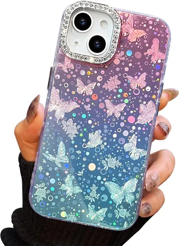 Miniatura 19 de I-MGAE-IN-AR Funda compacta para iPhone 11, diseño de mariposa, marco de protección de lente de cámara con diamante 3D, bonitas fundas protectoras
