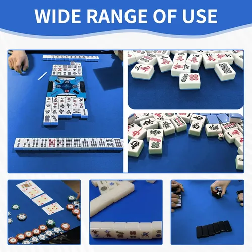 Miniatura 3 de Mahjong Mat, tapete de mesa Mahjong con bolsa de transporte negra, tapete de juego antideslizante de goma y cubierta de mesa reductora de ruido