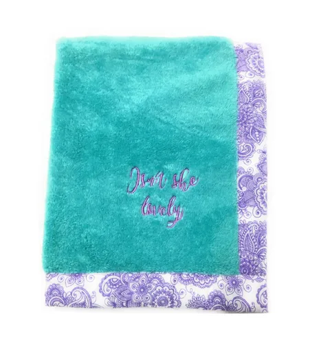 Bacati - Manta de bebé bordada de felpa floral de cachemira de 30 x 40 pulgadas (aguamarina/lila/morado aqua)