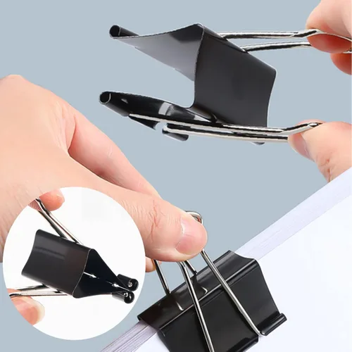 Miniatura 4 de Clips para carpeta, paquete de 300 abrazaderas de papel, varios tamaños (negro), Jumbo, grande, mediano, pequeño, mini y micro, 6 tamaños