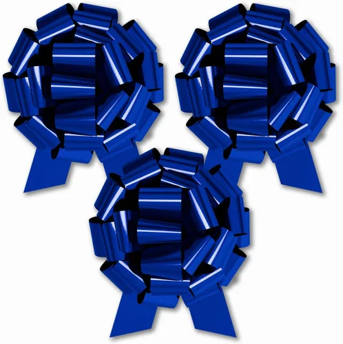 Miniatura 14 de Lazo de regalo grande azul de 12 pulgadas, lazo metálico con cuerda de tirar perfecto para envolver regalos, grandes presentes, autos, bicicletas