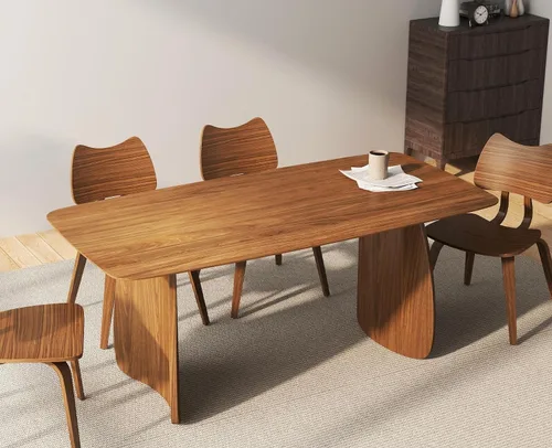 Miniatura 9 de ROCITY Mesa de comedor grande de 70 pulgadas para 6-8 personas, mesa de cocina de madera maciza con patas de madera curvas, mesa de comedor larga