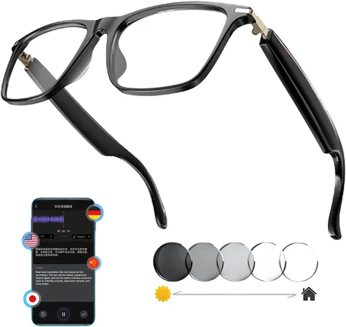 Miniatura 10 de Lentes de traducción Bluetooth inalámbricos inteligentes AI para hombres/mujeres con altavoces/Bluetooth y más de 140 idiomas traducción