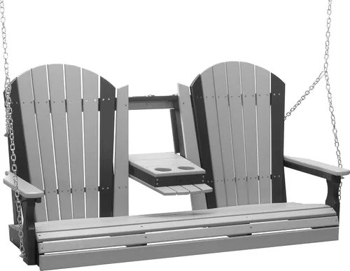 Miniatura 26 de LuxCraft Adirondack - Columpio colgante para porche delantero de 5 pies con consola abatible, asientos hasta 3, banco de columpio de patio al aire