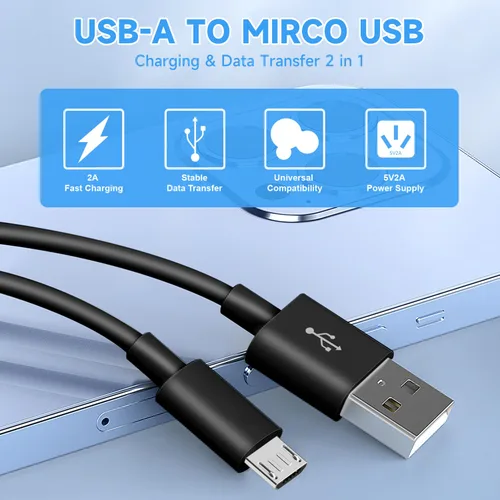 Miniatura 6 de 10ft 3M Micro USB Cable, Charging and Data Transfer, Micro USB Power Cord for Wyze Cam YI Camera Nest Cam Blink Netvue Kasa Cam Cloud Camera Furbo