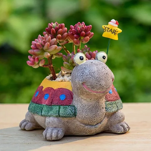 Miniatura 3 de awcnilacav Molde de silicona para maceta de tortuga para suculentas, de resina, para plantas, animales, maceta, figuritas de jardín, decoración al
