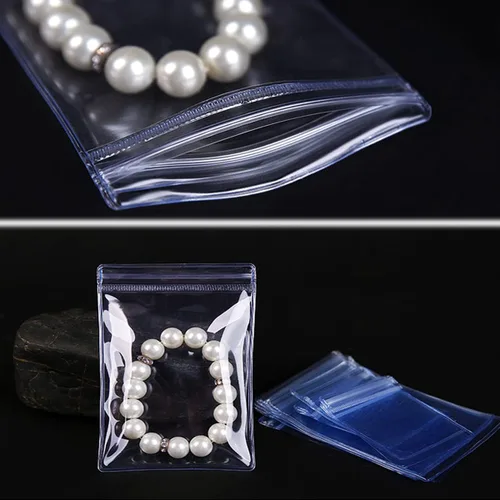 Miniatura 4 de DOERDO - 100 bolsas de plástico transparente de PVC para joyas, antioxidación, con cremallera, antideslustre, para embalaje, joyas, aretes, anillos