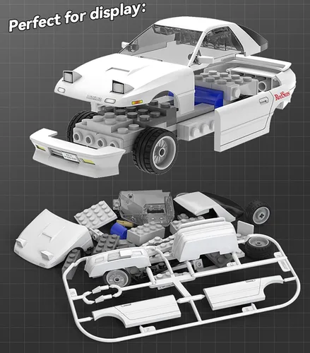 Miniatura 4 de dOMOb Initial-D Mazda RX-7 FC3S - Kit de bloques de construcción de automóvil japonés blanco - Juguetes de ladrillos para niños y adultos de 8 años