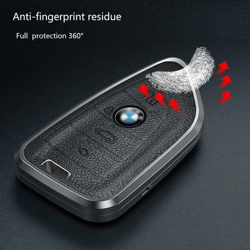 Miniatura 3 de Lanyun Funda para llavero compatible con BMW X5 X3 X7 X1 X2 X4 X6 2 5 6 7 Series BMW gt3 gt5 M5 M6 aluminio y cuero protector de llave remoto tipo B