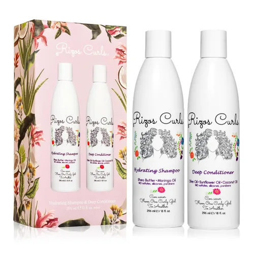 Rizos Curls Wash Day Bundle – Champú hidratante y acondicionador profundo con manteca de karité para cada patrón de rizos 1a-4c – Limpia suavemente,