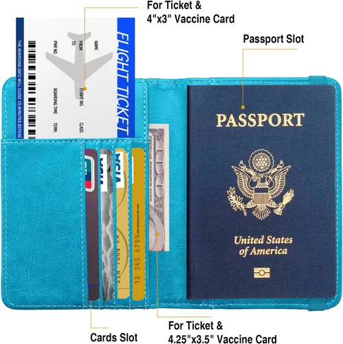 Miniatura 3 de Tarjetero para pasaporte, Azul-cielo, Bloqueo RFID