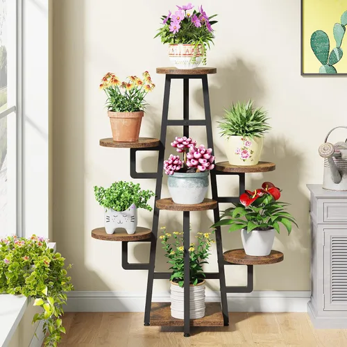 Miniatura 10 de Tribesigns Soporte para plantas de 7 niveles para interiores, estante alto para múltiples plantas, soporte para macetas de esquina de madera
