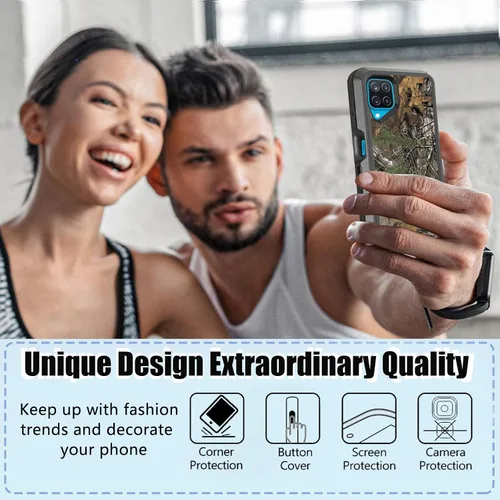 Miniatura 4 de Funda compatible con Samsung Galaxy A12 – Camo resistente a prueba de golpes con protector de lente de cámara [protección de grado militar]