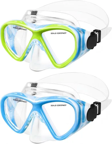 Miniatura 17 de ACQCES Gafas de natación para niños, máscara de buceo para niños y niñas de 5 a 15 años, gafas de natación antivaho de dos colores con cubierta