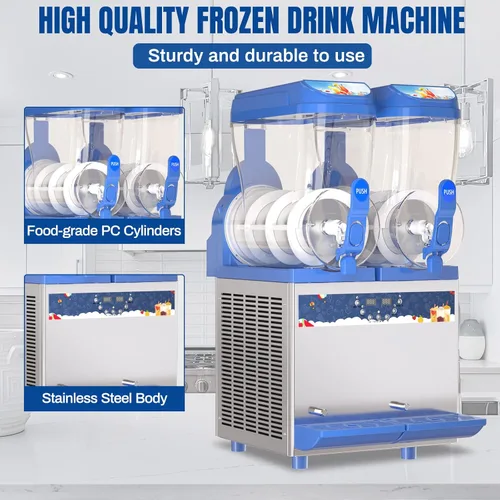 Miniatura 3 de XPW Máquina comercial de granizado 1000 W 30L Tanques Máquina comercial para hacer granizados Máquina de Margarita de acero inoxidable 304 Máquinas