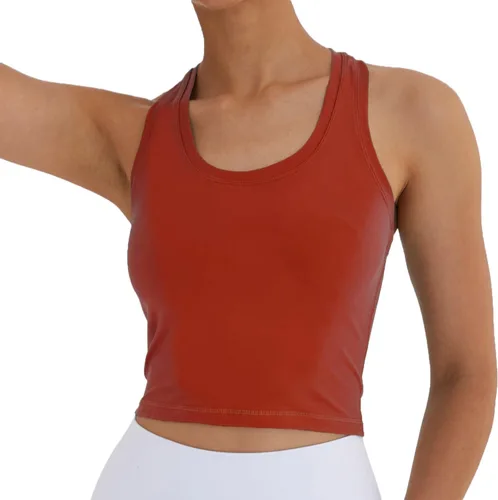 Miniatura 2 de Camiseta corta sin mangas con espalda cruzada para mujer, para correr, entrenamiento, yoga