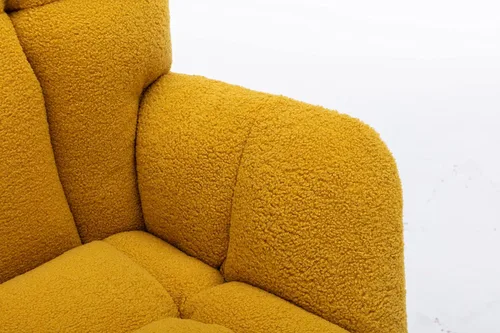 Miniatura 3 de 050 - Silla mecedora de tela de peluche para sala de estar interior, color amarillo