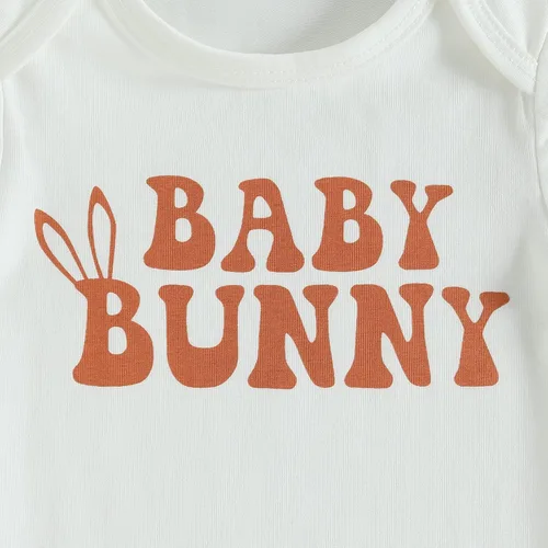 Miniatura 2 de Lamuusaa Traje de Pascua para bebé recién nacido, manga corta, mameluco de conejito para bebé, pantalones acampanados, parte inferior acampanada