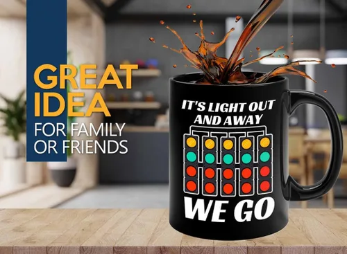 Taza de café Racer de 11 onzas, color negro, con texto en inglés "It's Light Out", Fuel Speed Racer Car Guys Circuit Automotriz Racing Boy Regalos