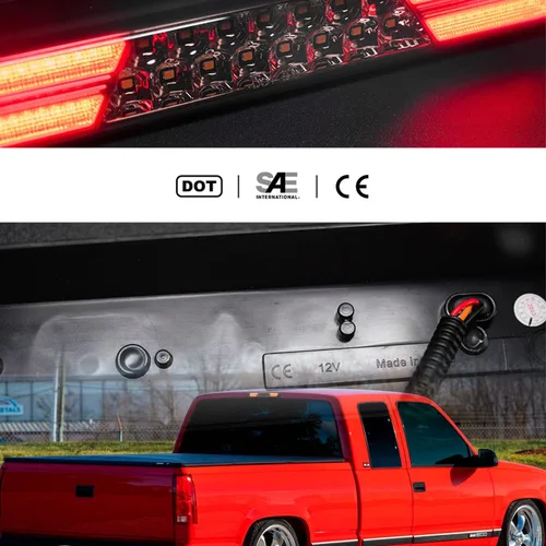 Miniatura 4 de Tercera luz de freno LED de repuesto para 1994-2000 OBS Chevy C1500 K1500 C/K Camiones de cabina extendida GMT400 LED rojo 3er centro de freno