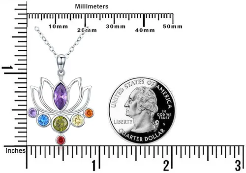 Miniatura 7 de TANGPOET Chakra Necklace Sterling Silver Lotus Pendant Necklace Healing Crystal Dragonfly Jewelry Birthday Christmas Gifts for Women Mom Daughter