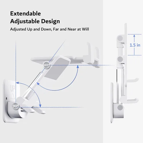 Miniatura 2 de pzoz Soporte de pared para teléfono celular, extensible y ajustable para espejo, baño, ducha, dormitorio, cocina, caminadora, compatible con iPhone