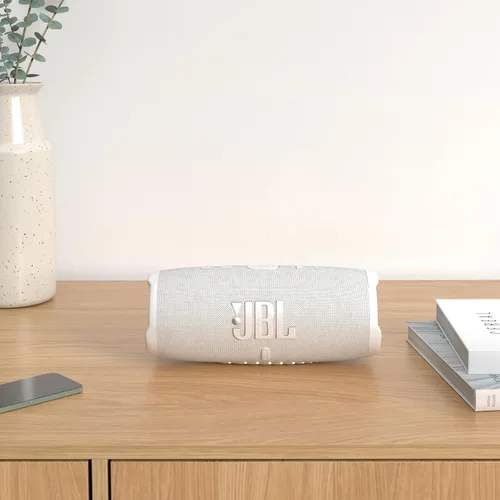 Miniatura 2 de JBL CHARGE 5 - Altavoz Bluetooth portátil con resistencia al agua (IP67) y carga USB de Powerbank, 20 horas de reproducción, JBL Partyboost (Blanco)