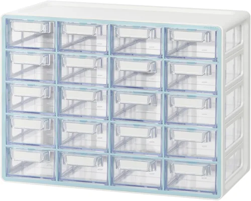 Miniatura 13 de Blue Ginkgo Gabinete mediano de 16 cajones, organizador transparente apilable para hardware, cuentas, ladrillos de plástico, oficina y Gris