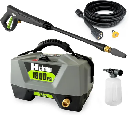 Lavadora a presión eléctrica Hiclean 1800 PSI - Lavadora de potencia portátil para detalle de automóviles, patios, vallas y limpieza al aire libre,