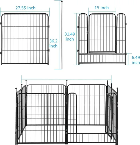 Miniatura 3 de Corralito portátil para perros, valla de ejercicio de metal resistente para mascotas, corral para interiores y exteriores, corral para mascotas