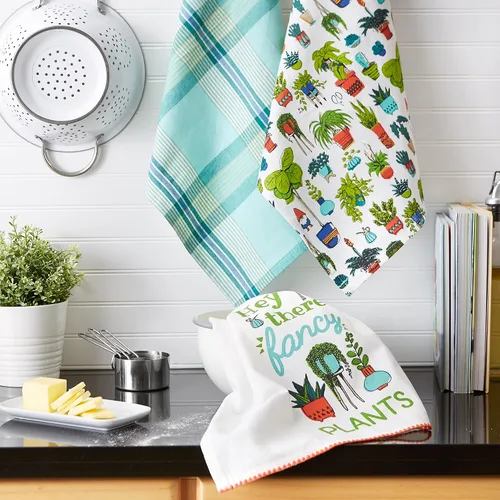 Miniatura 6 de DII You Grow Girl Collection Decorativo, lavable a máquina, juego de paños de cocina, 18 x 28 pulgadas, plantas elegantes, 3 piezas