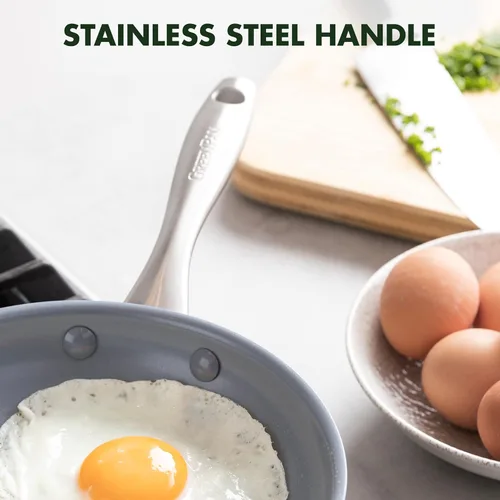 Miniatura 4 de GreenPan Lima - Sartén de 8" de cerámica antiadherente dura anodizada, sartenes y ollas libres de PFAS y no tóxicas, aptas para horno y asador
