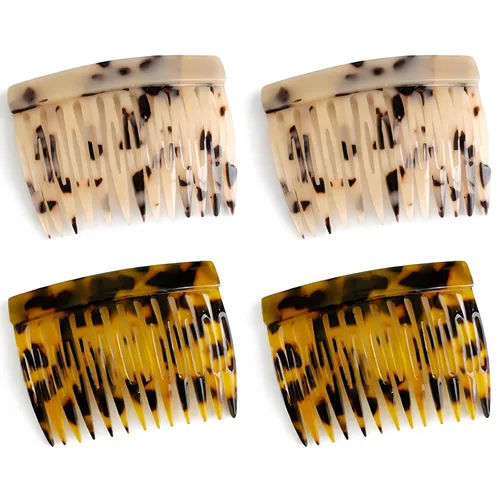 Peine lateral de pelo francés – Peines de pelo con torsión francesa, pinzas de sujeción fuerte para mujeres y niñas, moño, 4 piezas de concha de