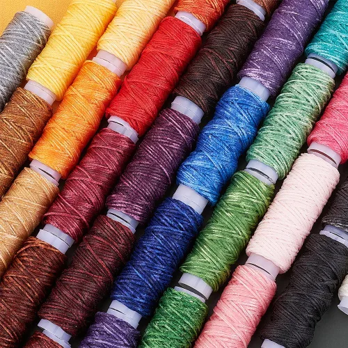 Miniatura 4 de PH PandaHall 472 yardas, 36 colores, hilo encerado para coser, cuerdas de cera de 0.024 in, hilo de poliéster de costura, cuerdas de cera de joyería