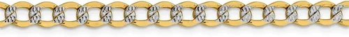 Miniatura 2 de Collar de cadena cubana de oro blanco y amarillo de 14 quilates dos tonos de 0205in con cierre de mosquetón seguro