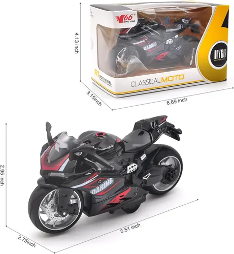 Miniatura 2 de Motocicleta de juguete, juguete de motocicleta con sonidos y luces, juguete de modelo de motocicleta a escala 1:12 para niños, vehículo de tracción