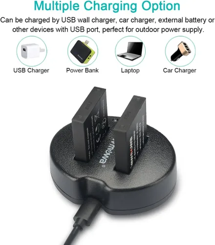 Miniatura 3 de EN-EL12 Newmowa - Batería de repuesto (paquete de 2) y cargador USB dual para Nikon EN-EL12 y Nikon Coolpix AW100 AW100s AW110 AW110s AW120 P330