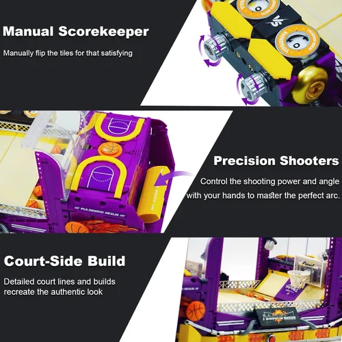Miniatura 2 de Juego de bloques de construcción de máquina de pinball para adultos, juego de mesa motorizado de baloncesto con luces y música, juguetes STEM ideas