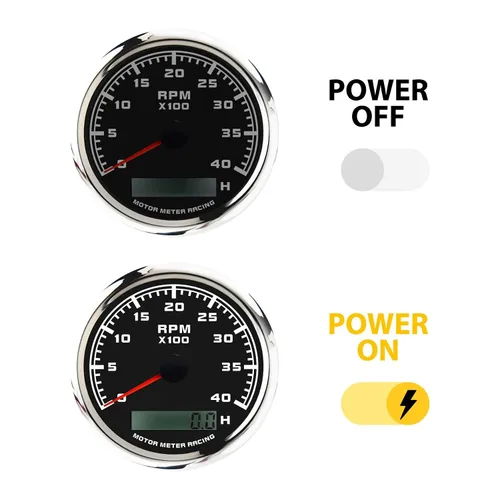 Miniatura 3 de MOTOR METER RACING Juego de 5 calibradores de la serie Pro W Panel de instrumentos tacómetro de 85 mm 3-3/8" 52 mm 2-1/16" Voltaje 12V Nivel