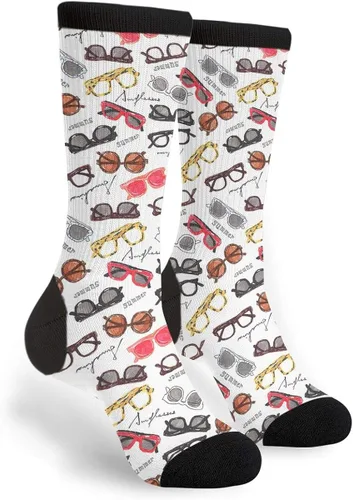 Calcetines de tubo con diseño de gafas retro y estampado 3D divertidos y coloridos