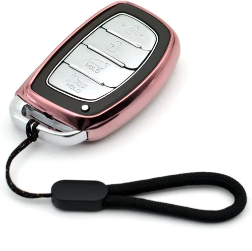 MECHCOS Compatible con Hyundai Elantra Ioniq Sonata Tucson Elantra GT Smart 3 4 Botones Rosa TPU Funda para Llavero Estuche Soporte Remoto Protector